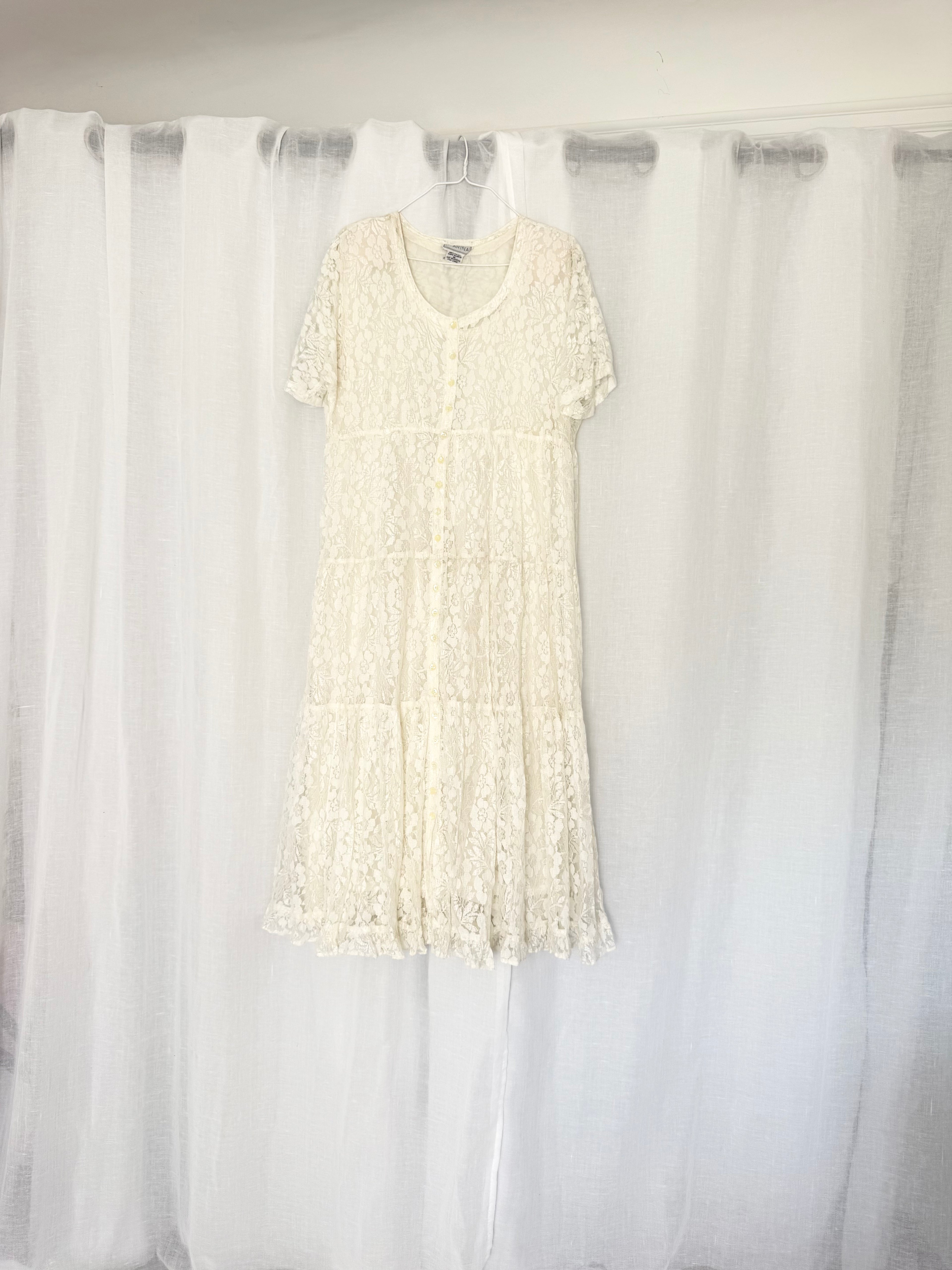 90s ivory lace maxi dress
