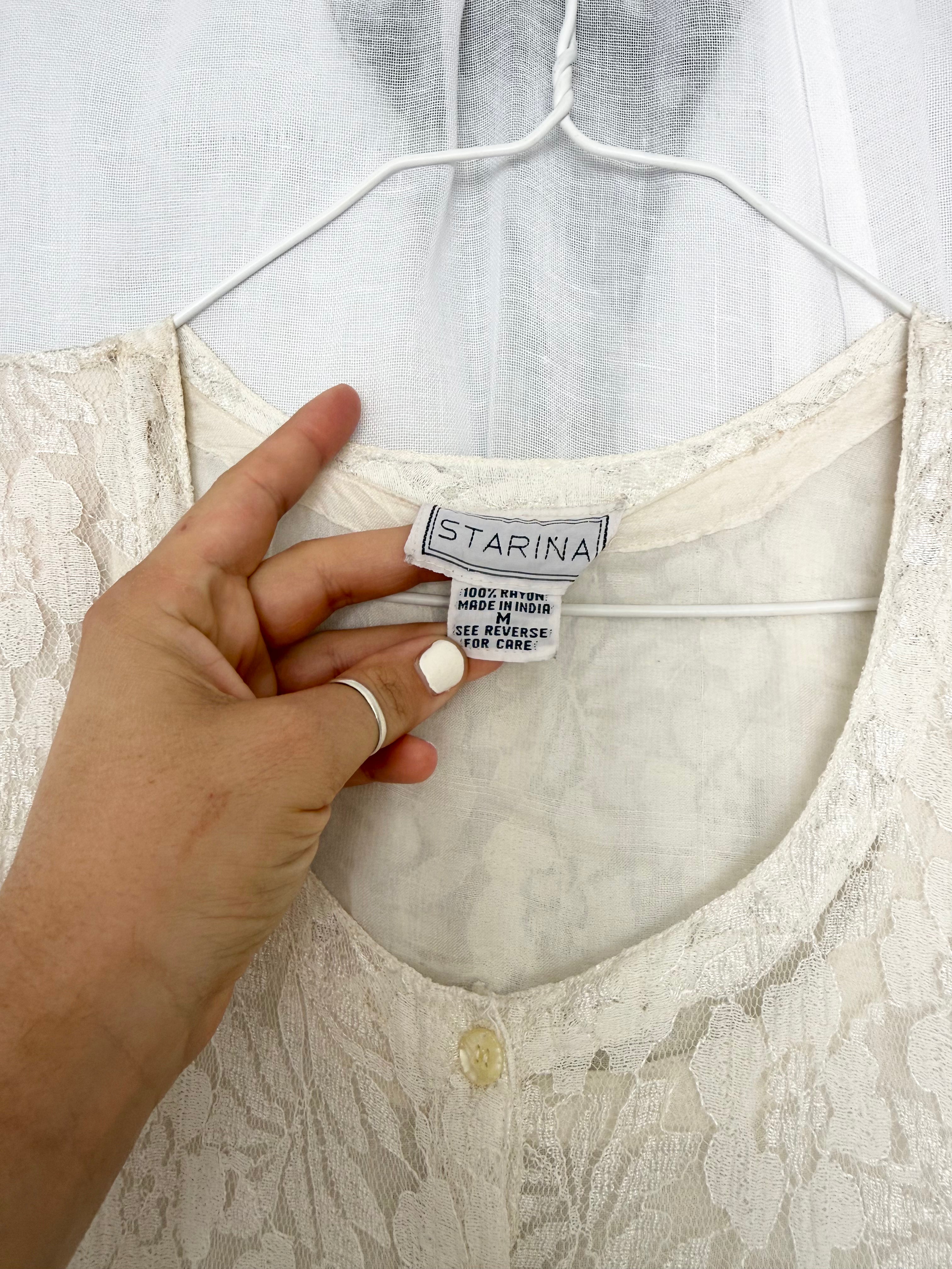 90s ivory lace maxi dress