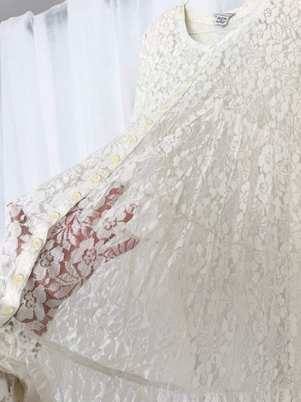 90s ivory lace maxi dress