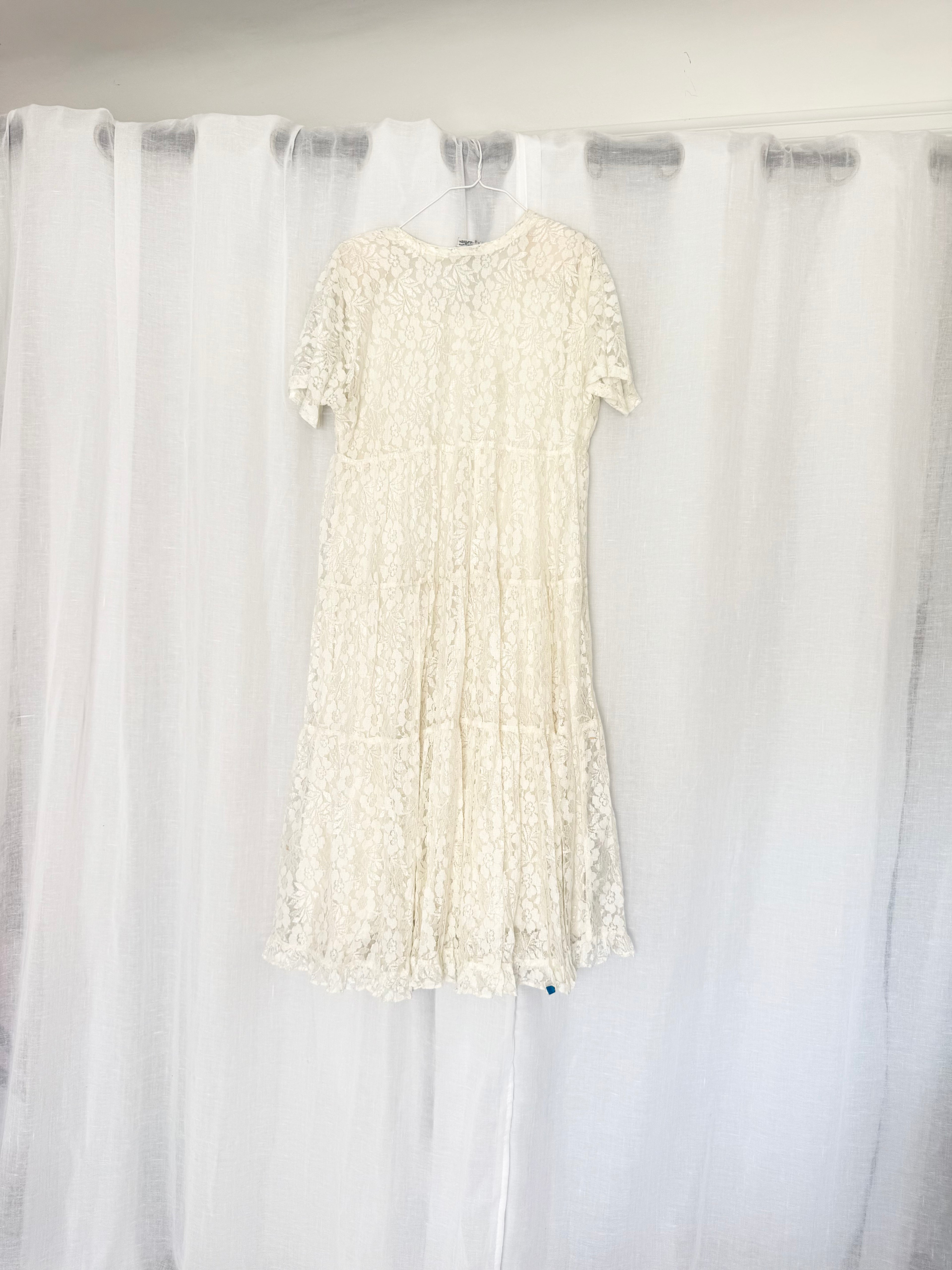 90s ivory lace maxi dress