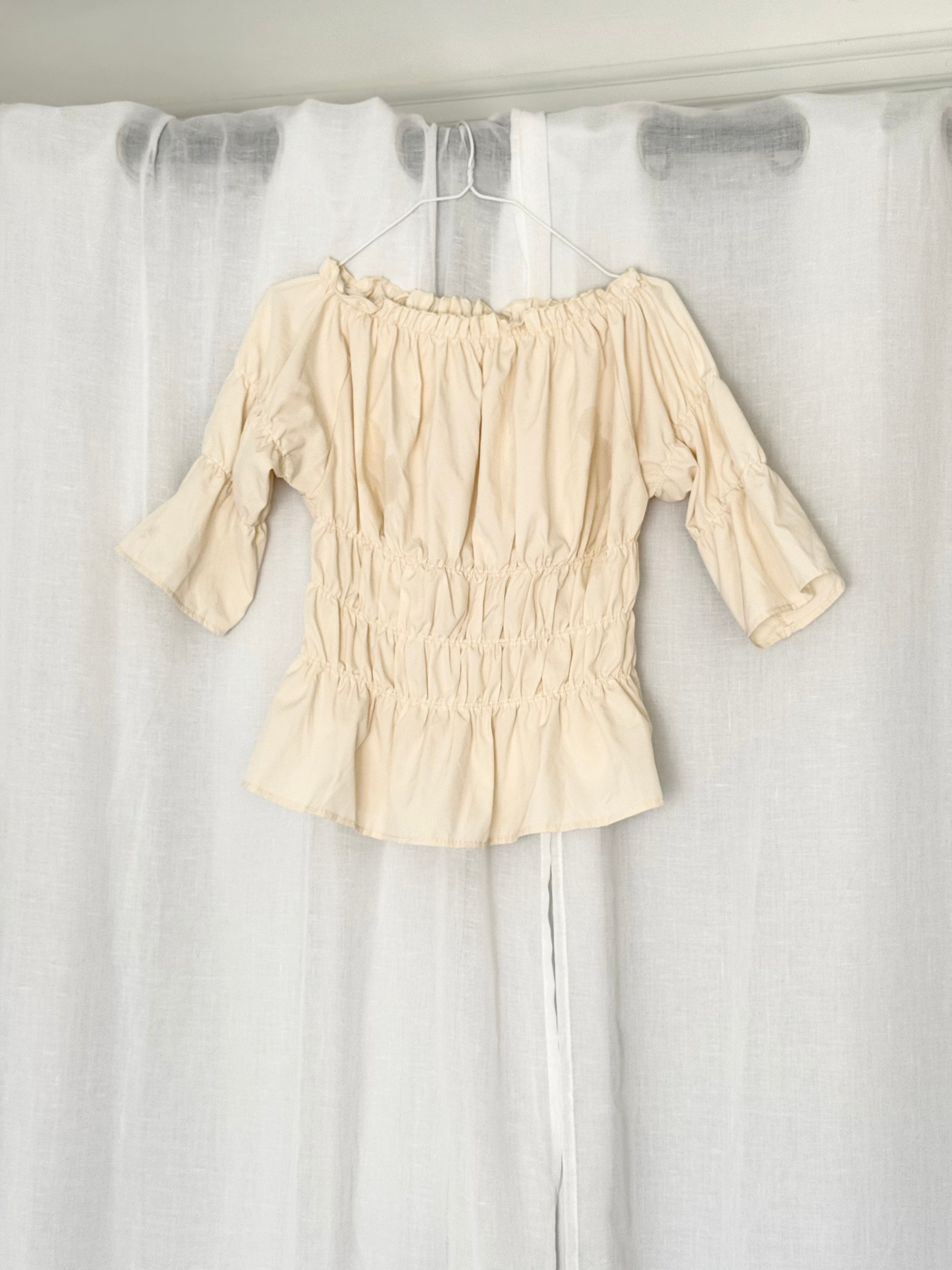 romantic off shoulder ruched blouse
