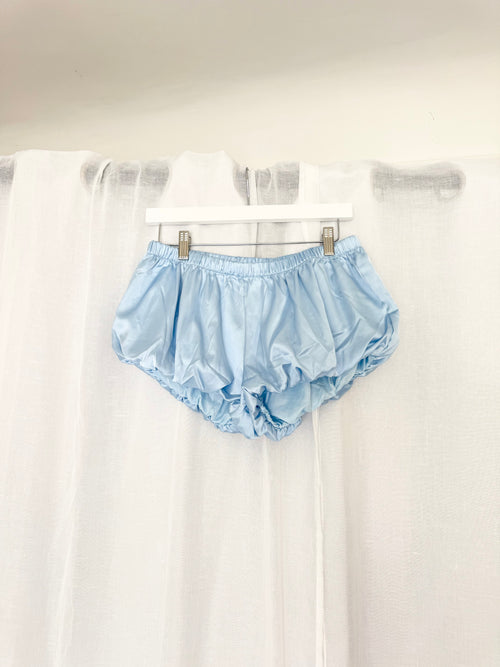 baby blue satin bubble shorts