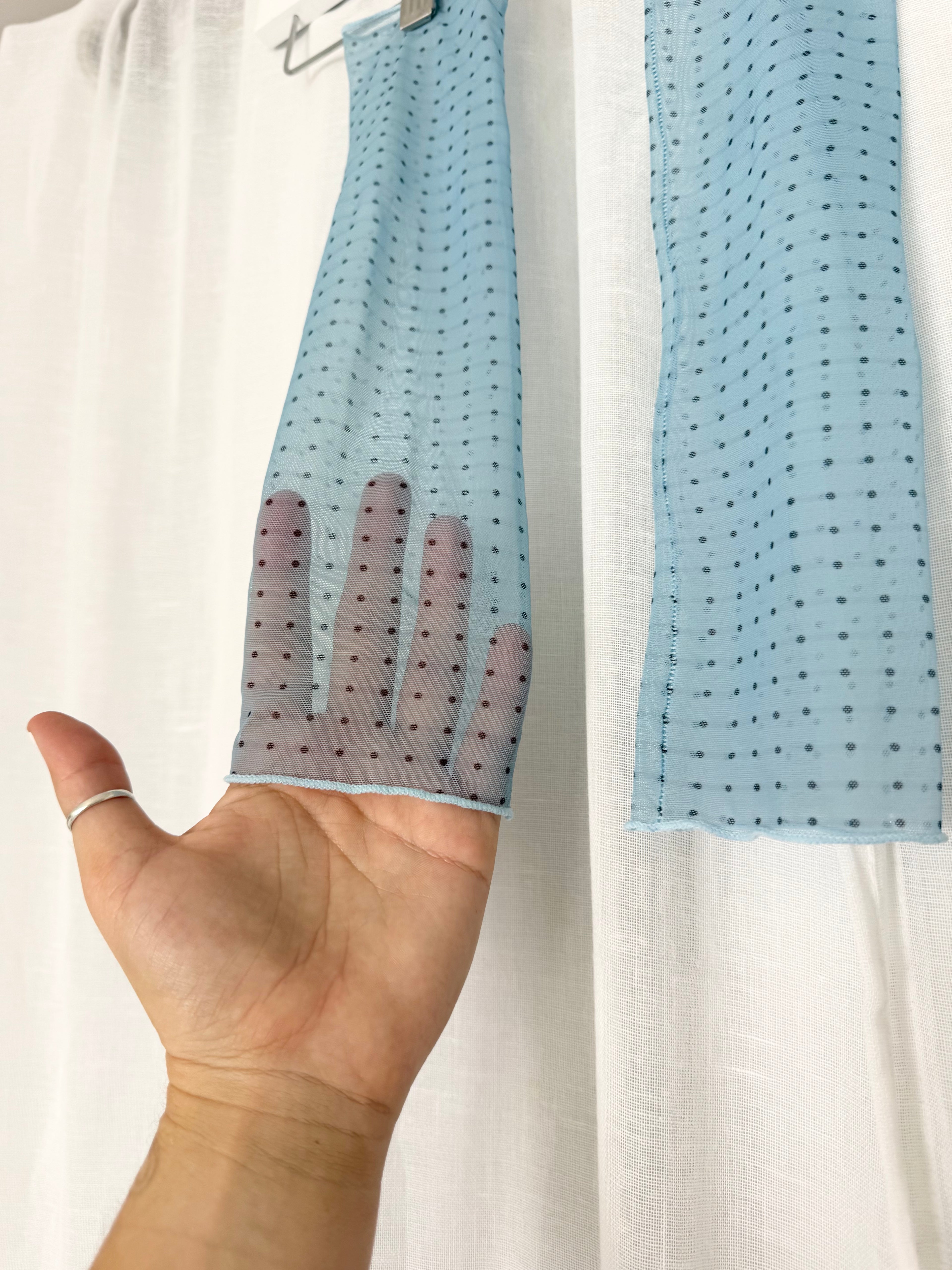 ✿ baby blue sheer polka dot ankle socks