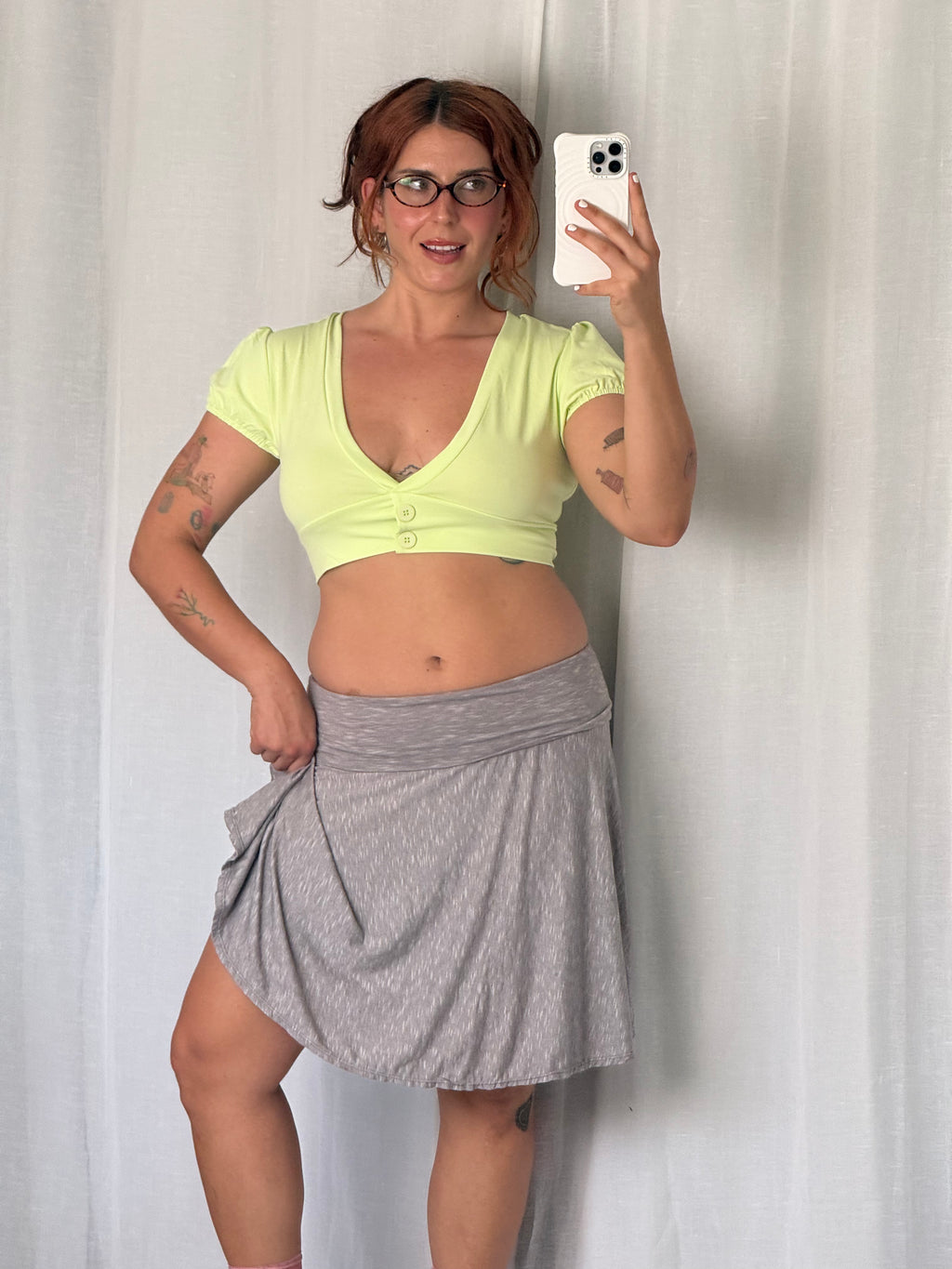 y2k gray foldover skater skirt