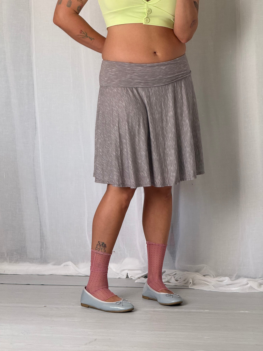 y2k gray foldover skater skirt